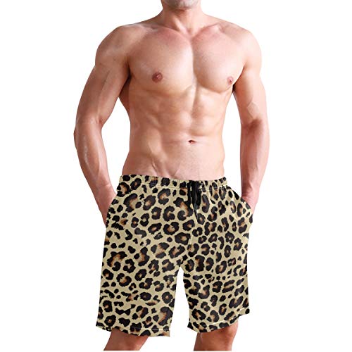 Mens Swim Trunks Leopard Beach Board Shorts Quick Dry Swim Shorts with Pockets4