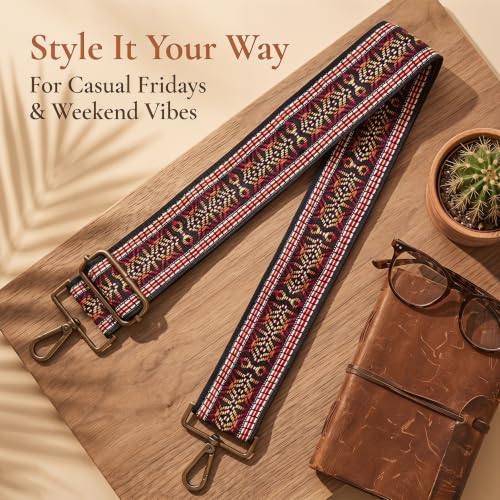 Image of Flower Purse Strap Replacement Embroidery Crossbody Shoulder Strap for Handbag Canvas Purse Extender Accessories