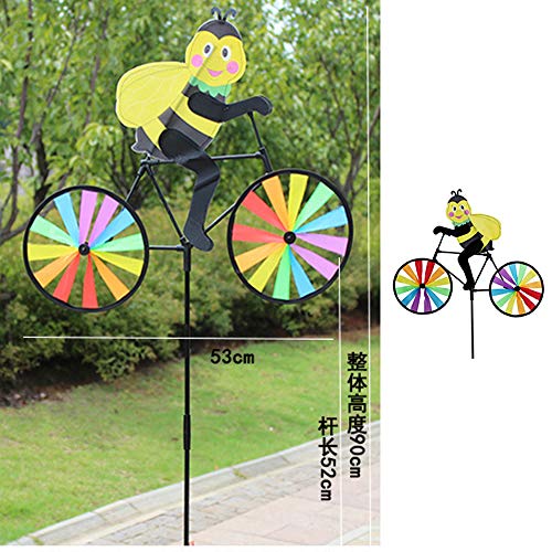 Chdhaltd Plastic Colorful Windmill Wind Spinner Kids Toy 3D Animal On Bike Windmill Wind Spinner Whirligig Garden Lawn Yard Decor #TOP2