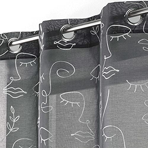 Douceur d'Interieur 140 x 240 cm Eyelet Curtain, Grey - Image 3