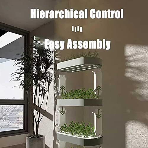Tour de croissance hydroponie de 4 niveaux, système de jardin intérieur de 64 héros avec télécommande LED à spectre complet pour herbes, kit de plantation compact sans sol pour cuisine domestique