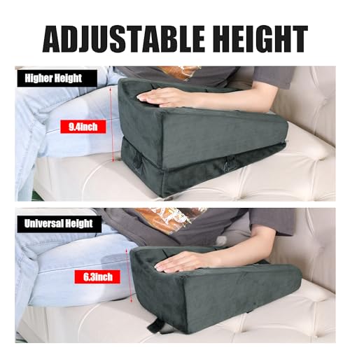 BALAPET Almofada 2 em 1 com altura ajustável para elevação do braço com bolsos, almofada ergonômica
