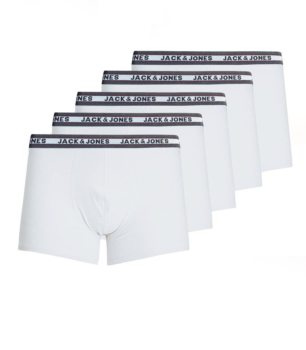 JACK & JONES Jacoliver Trunks for Men (5Er Pack (5X Weiß), Medium)