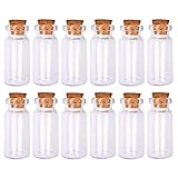 LEFV™ 10ml Small Bottles Transparent Mini Glass Jars with Cork Stoppers Top - Message Weddings Wish