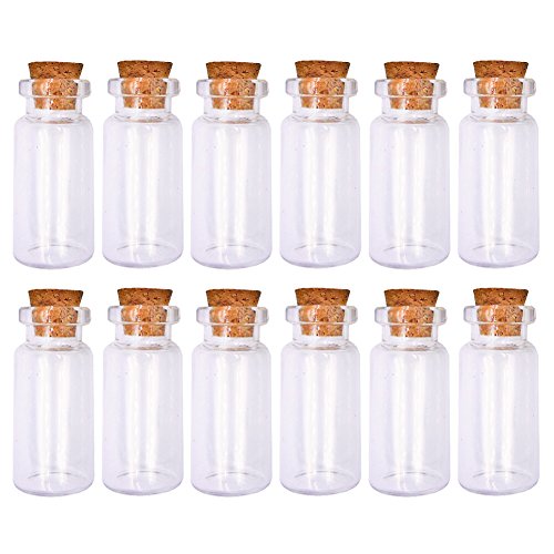 Lefv™ 10Ml Small Bottles Transparent Mini Glass Jars With Cork Stoppers Top - Message Weddings Wish Jewelry Pendant Charms Kit Party Favors - Pack Of 12 #TOP14