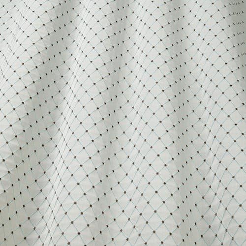 Geometric Diamond Jacquard Satin Effect Curtain & Upholstery Fabric - Eau de Nil / Blue (1 meter)