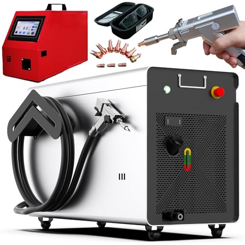 Tax Inclusive 1200W Laser Welding Machine Handheld, 4 in 1 Fiber Laser Welder Cutter Rust Removal Cleaner with Torch Set & Auto Wire Feeder, Wheeled Water-Cooled Laser Welder Machine 220V for Metal