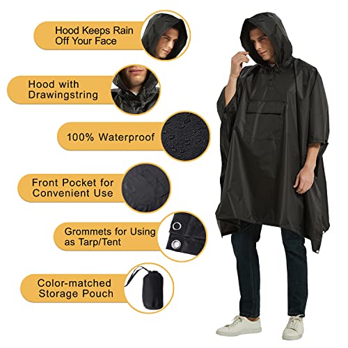 salamra Hooded Rain Poncho Waterproof Raincoat Jacket for Men/Women/Adults with Pocket - Image 5