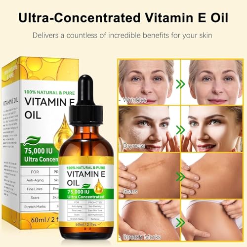 Pure Vitamin E Oil for Skin & Hair - 100% Natural Organic Vitamin E Oil, Moisturizes, Nourishes & Protects Face, Body, Helps Improve the Look of Scars & Stretch Marks - Non-Greasy, Easy to Absorb - Image 5