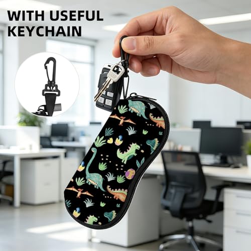 Image of Sunglasses Soft Case, Cute Ultra Light Portable Neoprene Zipper Eyeglass Glasses Case with Belt Clip for Men Women