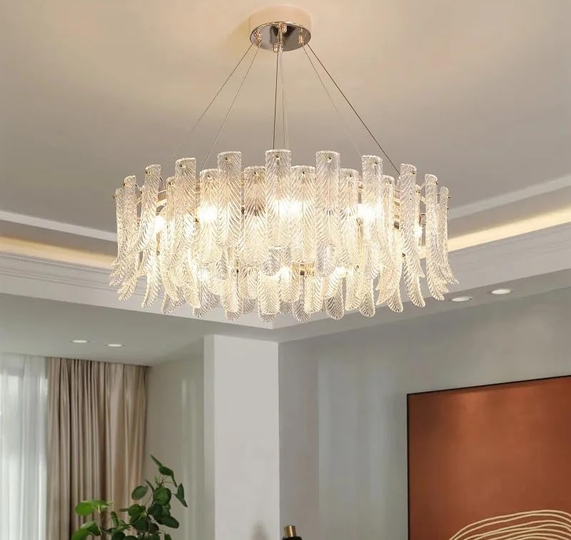Lustre moderne cristal D60CM plafonnier salon chic crème