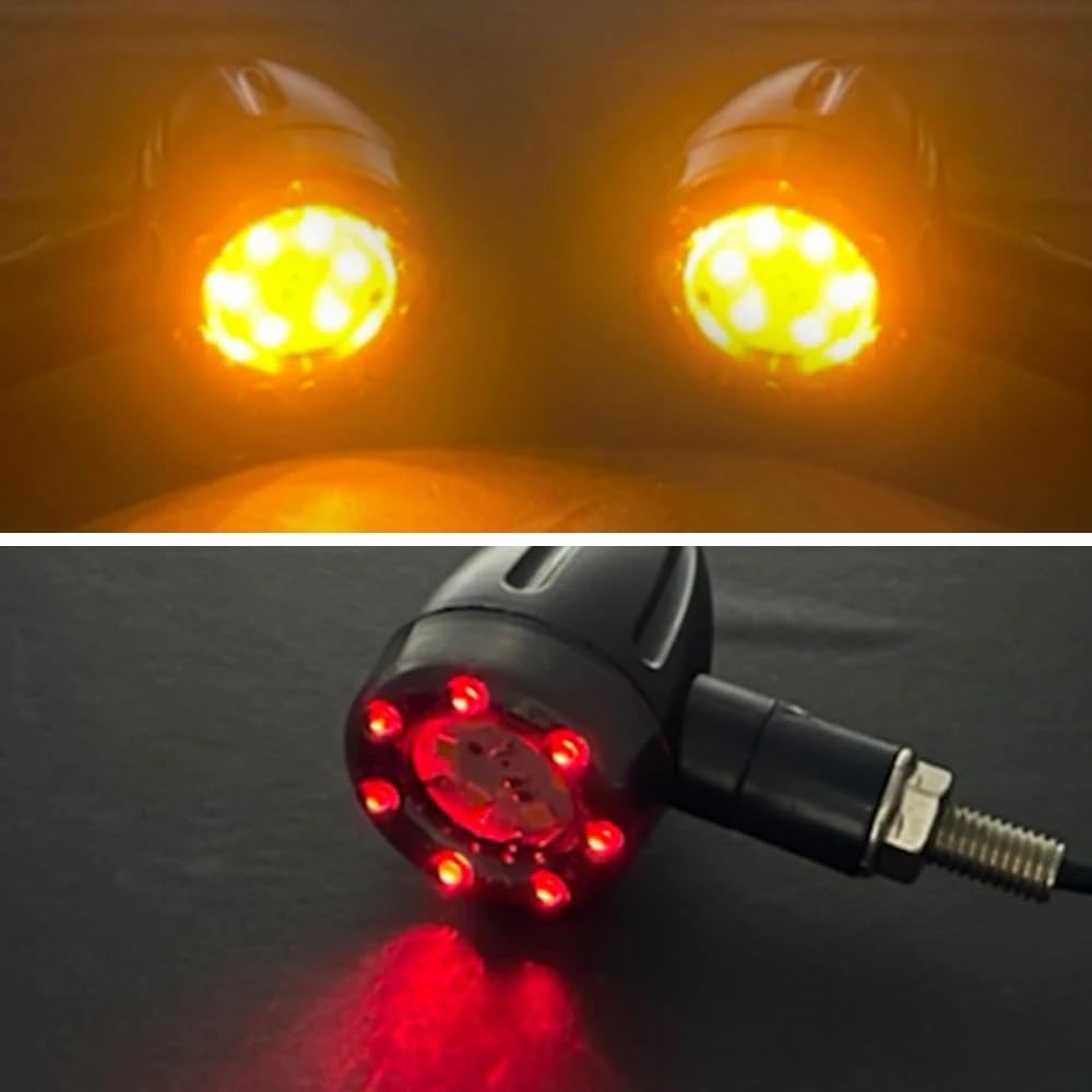 Intermitentes Motocicleta 4 Uds motocicleta bicicleta LED ámbar + rojo señal de giro luz freno intermitente bombillas indicadoras 12V 13 7,5 * 6 * 3,5 cm