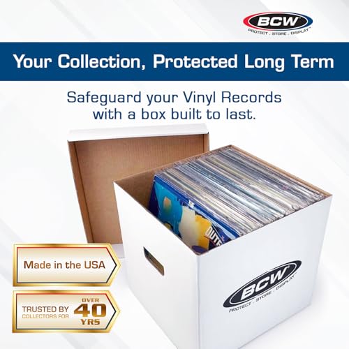 BCW 33 RPM Vinyl Record Storage Box - Stackable, Double Thickness, Holds 65 LPs | 5 ct