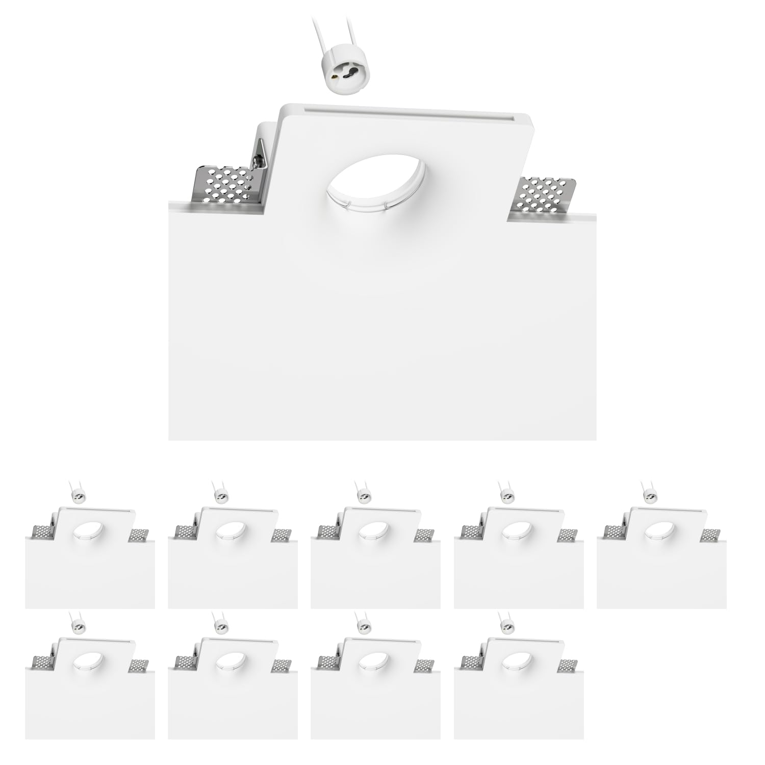 ledscom.de 10 pièces plafonnier encastré GIEDI, plâtre, blanc mat, 12 x 12cm, 1x GU10 max. 15W