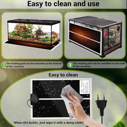 SMD35 heizmatte Terrarium heizmatte mit Thermostat, Terrarium Heat Mat für Pflanzen/amphibischer/Terrarium/Reptilien heizmatte wasserdicht, Sicher und langlebig mit zum Schutz von Haustieren (5W)