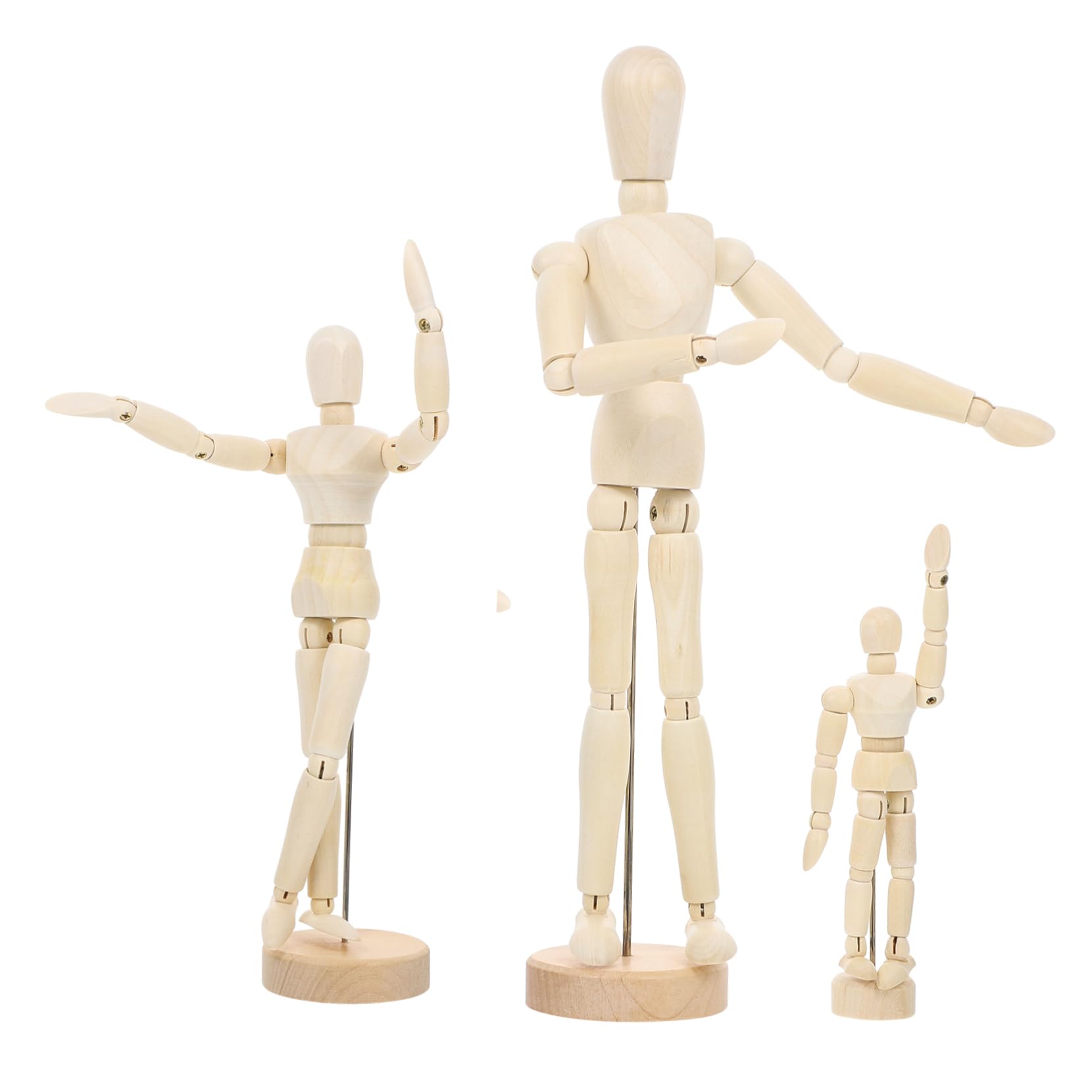 HOMSFOU 3Pcs Jointed Sketch Art Models Solid Wood Puppet Adornments for Artists Smooth Surface for Decor