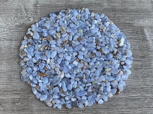 Image of 2 oz Lot Natural Blue Lace Agate Semi Tumbled Gemstone Chips, Crushed Mini Crystals, Undrilled Crystal Chips (Blue Lace Agate)