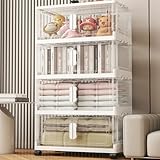 Dimmeda Clear Storage Bins with Lid,15 Gal Collapsible Storage Bin with Wheels,4 Packs Plastic Storage Bins, Closet Organizers and Storaging,...