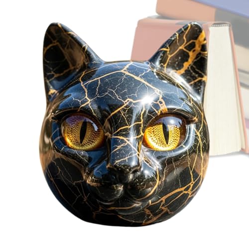 Escultura de gato - Estatua de gato negro decoración de escritorio - resina animal figura decorativa para estantería, escritorio, sala de estar, dormitorio, terraza, entrada
