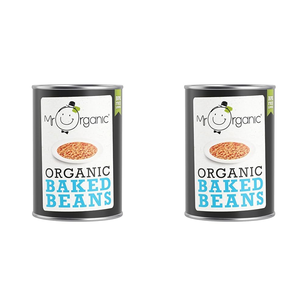 Mr Organic - Baked Beans - Certified Organic and Vegan - Baked Beans in a BPA-Free Tin (Pack of 2)