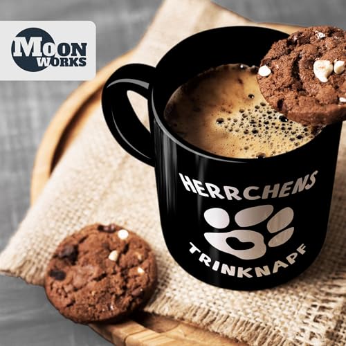 MoonWorks® Kaffee-Tasse Spruch Herrchens Trinknapf Hundepfote-Motiv Becher Bürotasse Tasse Hunde-Liebhaber Herrchens Trinknapf schwarz unisize