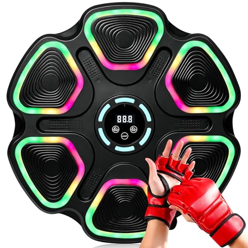 Image of OurStarry Smart Music Boxing Machine for Adults and Kids, Wall Mounted Punching Trainer with Boxing Gloves, LED Electronic Target, 9 Modes and 9 Speeds, Home Gym Workout Equipment