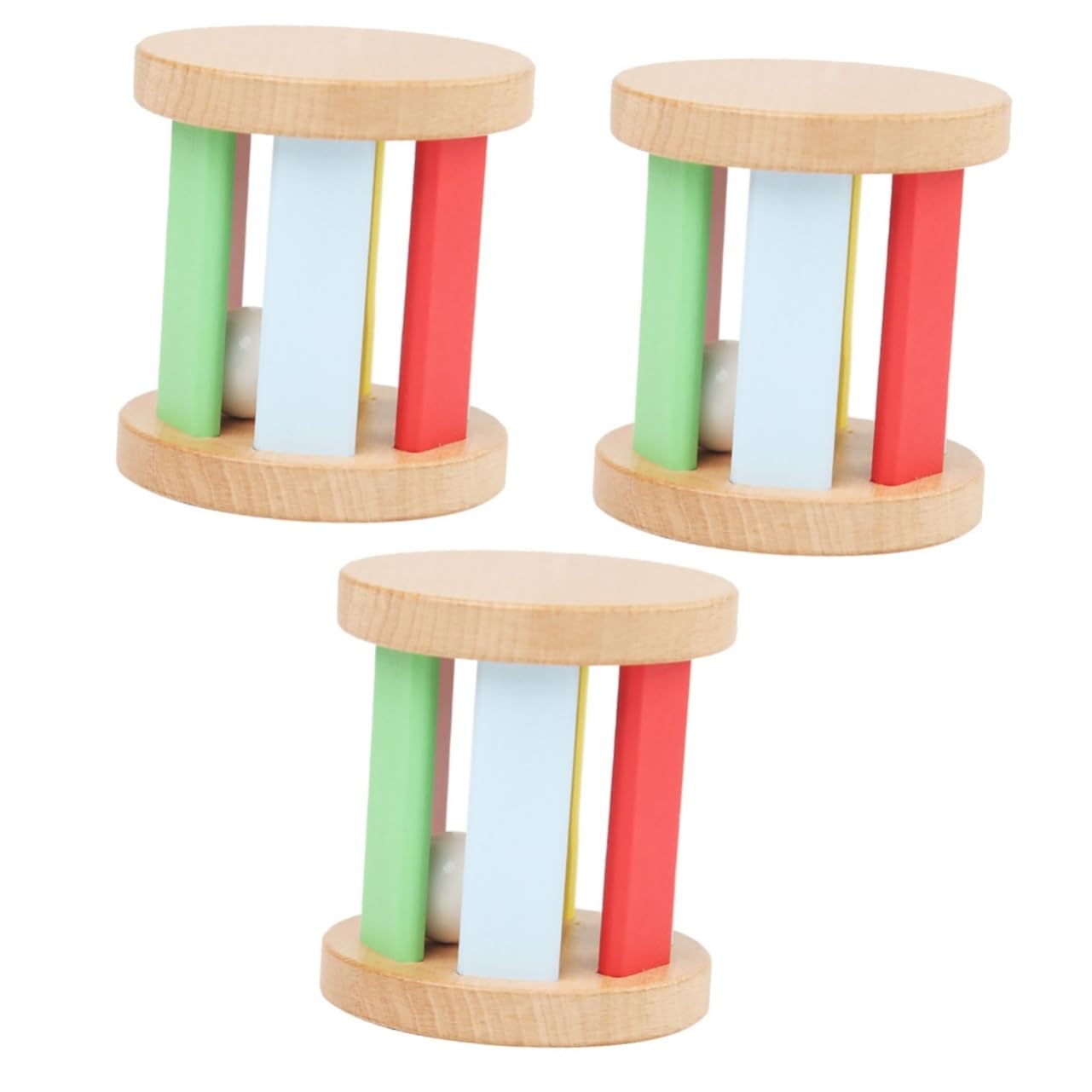 LIOOBO Wooden Hand Rattle for Boy Girl Sensory Music Instrument Lightweight Smooth Surface Early Educational Plaything for Newborns Grasping Rattle