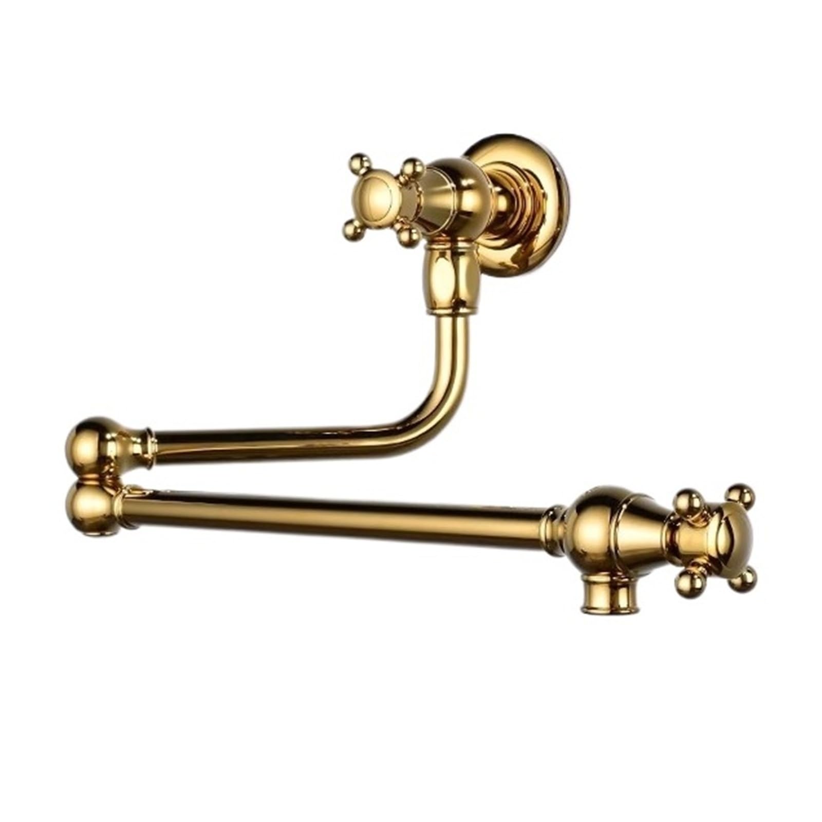 ZQFHSX Kitchen Faucet, Brushed Gold Pot Filler Tap, Wall Mounted Single Cold Black Tap Rotation Folding Spout Faucet for Most Scenarios(Gold)