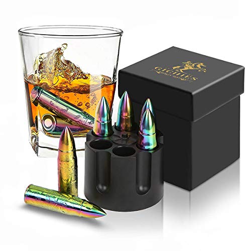 Whiskey Stones Dad Gifts for Men Boyfriend Cool Stuff Unique Reusable Ice Cubes Whiskey Bullets Chilling Whiskey Rocks Birthday Ideas for Him Husband Grandpa Brother Presentsâ€¦