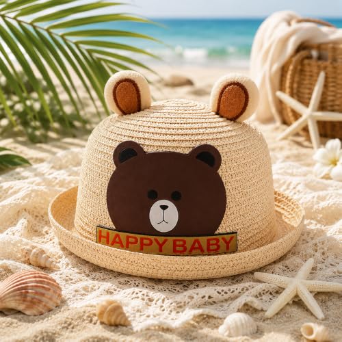 Image of VRITRAZ Baby Boy's and Girl's Kids Children Cute Printed Cartoon Gift Summer Fancy Dress Straw Fasion Hat Cap 1