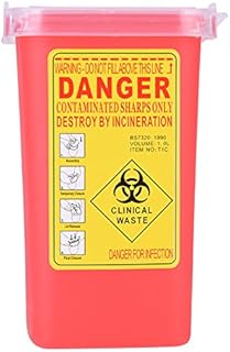 Nikou Sharps Bin Biohazard Needle,Tattoo Medical Plastic Sharps Container, Waste Box 1 Litre (Color : Red)