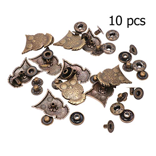 Owl Leather Snap 10 Set Antique Snaps Button Bronze Vintage Metal Snap Leather Fastener Clasp Sewing Snaps for Handbag Purses Bags Clothes Leather Sewing Craft DIY (Owl Shape) - Image 3