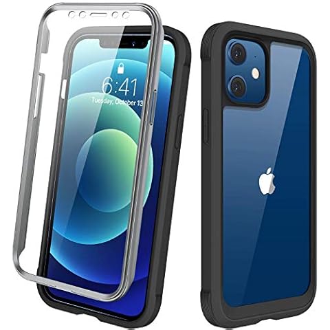 Diaclara Designed for iPhone 12 Mini Case, Full Body Rugged Case with Built-in Screen Protector, Camera Protection Shockproof Phone Cover for iPhone 12 Mini 5.4" (Black) Cover