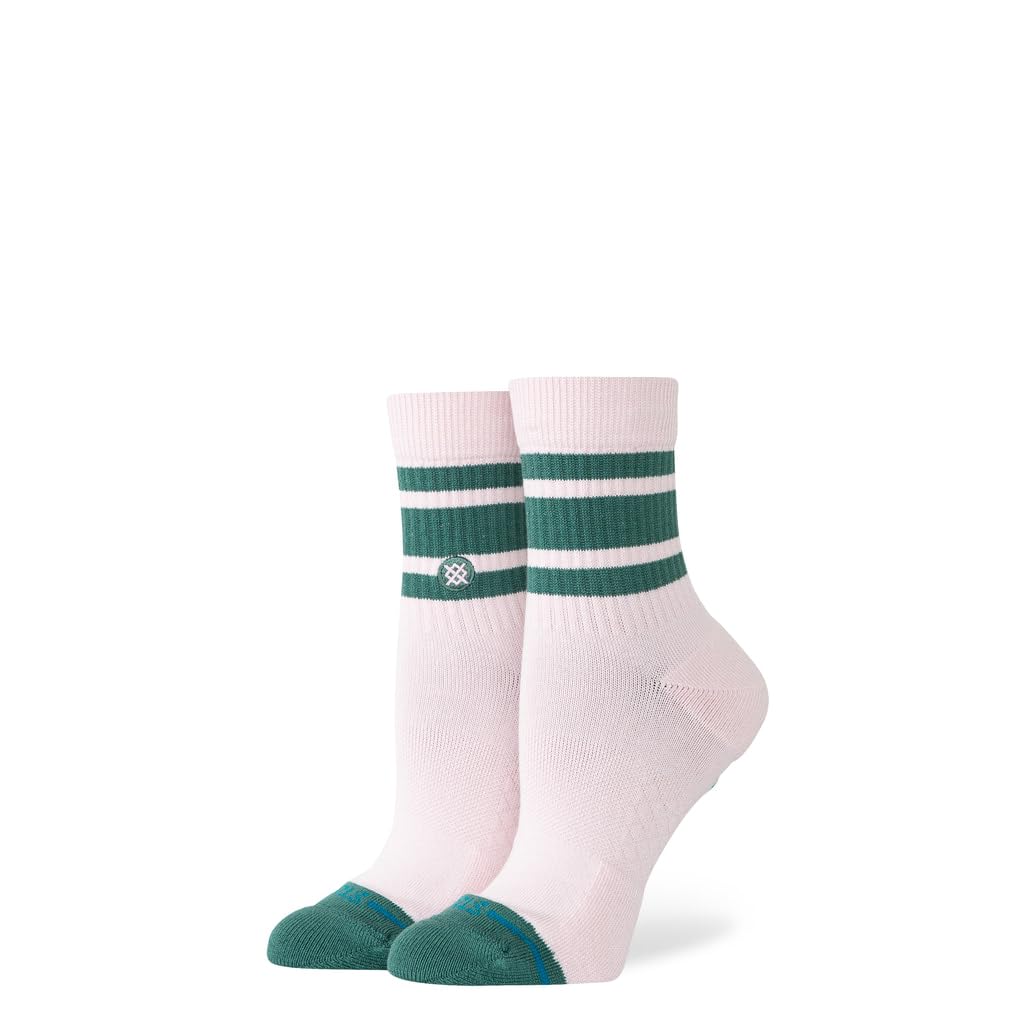 Stance Boyd Quarter Socks Pink Green Striped Cushioned Ankle Socks Medium