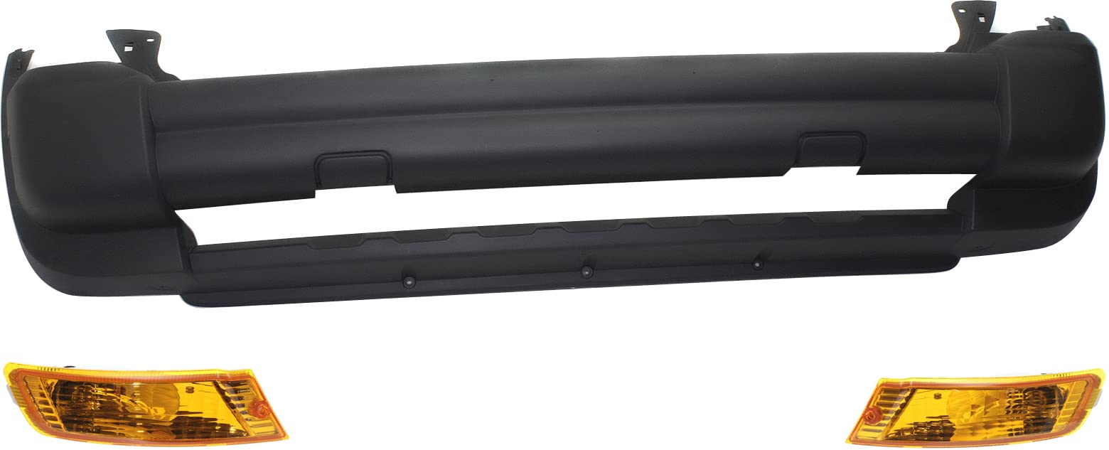 Evan Fischer Front Bumper Cover Kit Compatible with 2005-2007 Jeep Liberty Sport Utility Textured CH1000923, CH2520143, CH2521143