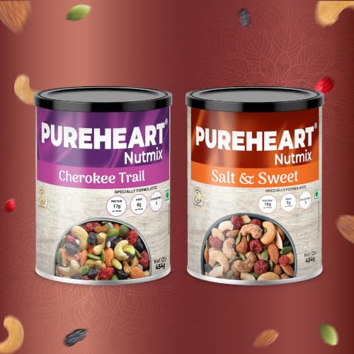 Image of PUREHEART Rakhi Gift Hamper Cherokee Trail Mix, Sweet & Salt Nutmix (454g, each), Dark Chocolate with Rakhi for Brother, Gift Card, Pooja Rice, Kumkum