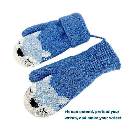 Toddler Kids Warm Thick Knitted Fnger Mittens with String for 1-3 Years Kids (6 Colors)4