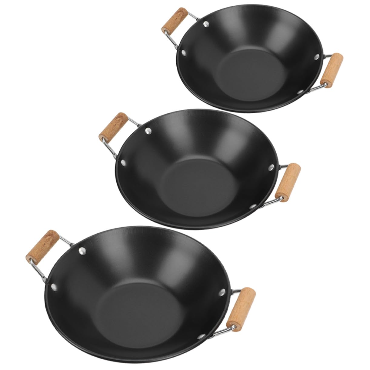 Casseroles chauffantes ensemble de 3 en métal noir facile à nettoyer