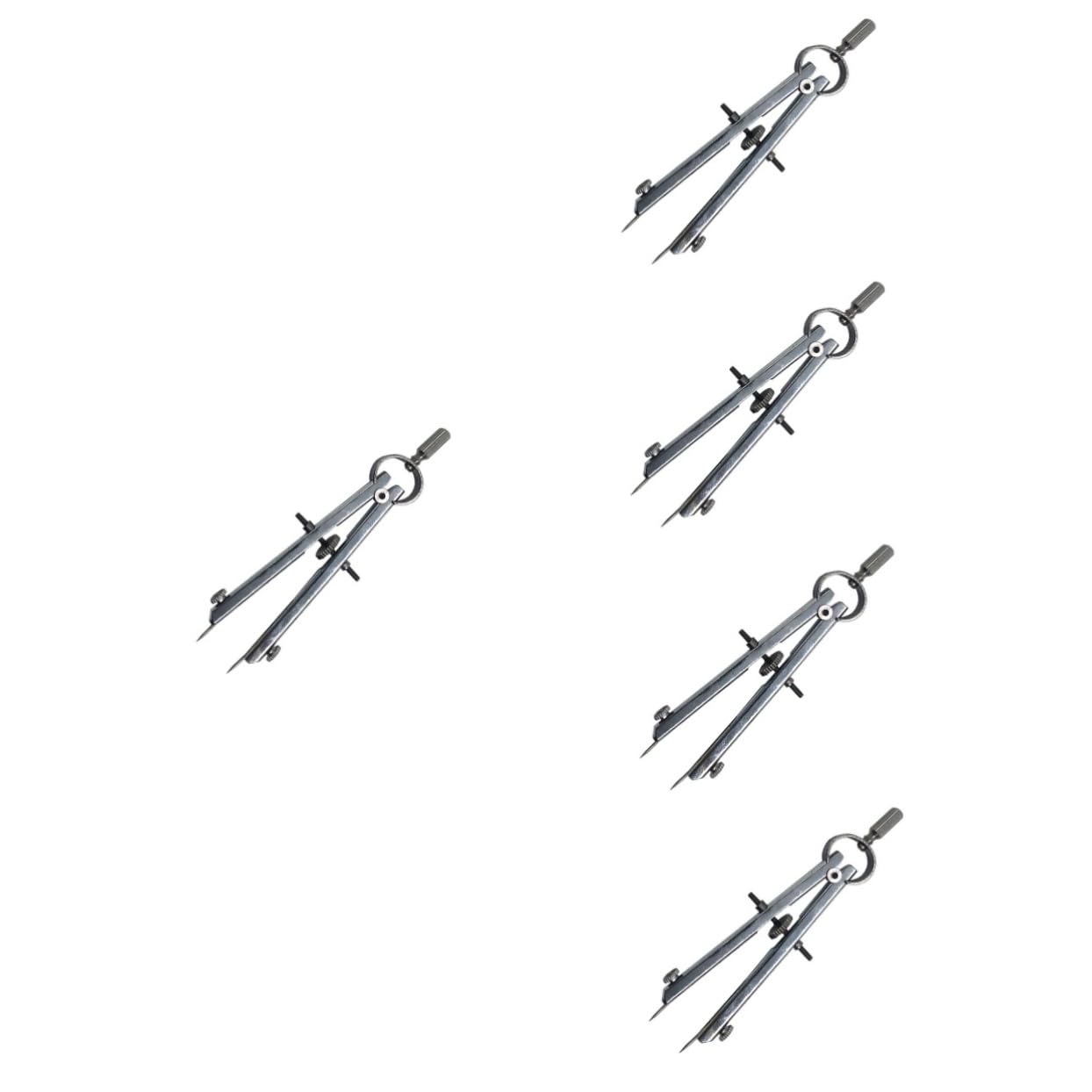 Lurrose 5 Pièces boussoles compas scolaire compas de charpentier boussole mathématique rapporteur et boussole Compas de dessin boussole pour la géométrie Acier inoxydable Silver