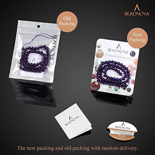 Image of BEADNOVA Natural Amethyst Purple Quartz Beads Natural Crystal Beads Stone Gemstone Round Loose Energy Healing with Crystal Stretch Cord for Jewelry Making (6mm, 62-64pcs)