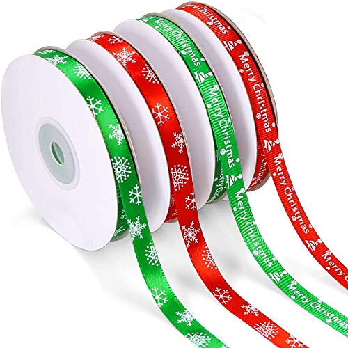 Merry Christmas Ruban gros grain de Noël Rouge et vert pour emballage cadeau et décoration de vacances Cover