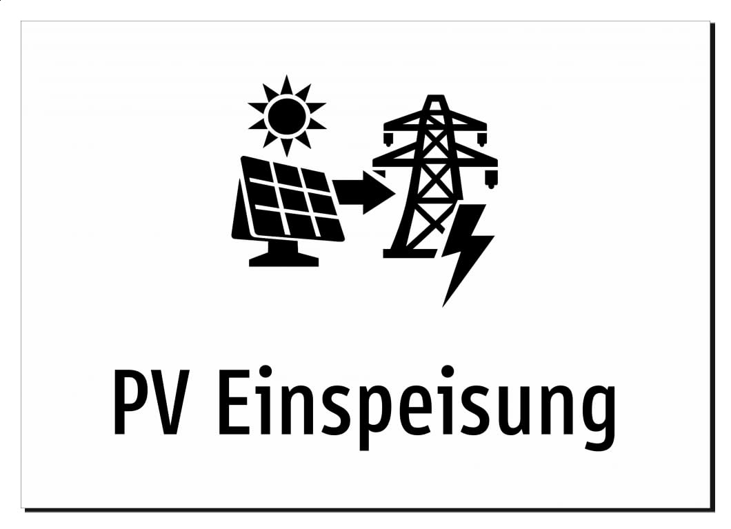 PV Einspeisung – Aluminiumschild A2: 594x420mm – Mit Grafik und Text