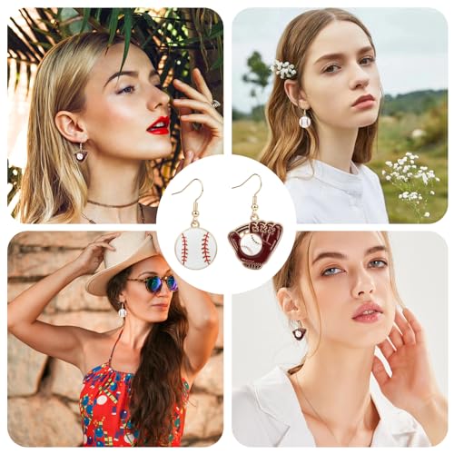 Baseball Earrings for Women, Ball Shape Dangle Earrings Sport Ball Dangle Earring Baseball Player Jewelry Baseball Mom Gifts Accessories Baseball Dangle Sports Earrings for Women 7