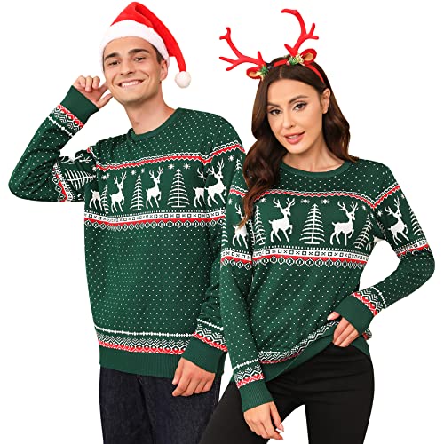 Wayleb Weihnachtspullover Familie Set Weihnachts Pullover Herren Ugly Christmas Jumper Partnerlook Strickpullover Weihnachten Sweater Lustig Weihnachtspulli Men Winter mit Rundhalsausschnitt Cover
