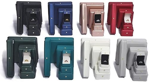 Miniatura 8 de Juego de joyas de boda Caja de cuero de primera calidad para collar, aretes, anillo, vitrina, soporte de almacenamiento (negro grande)