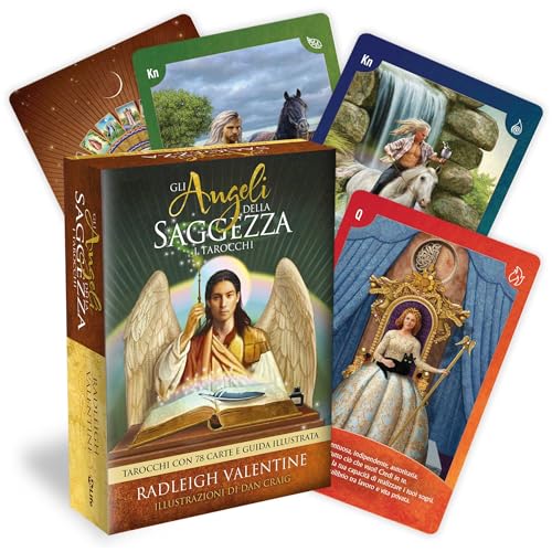  I Tarocchi degli Angeli della Saggezza, 78 carte con guida illustrata per la lettura e l\'interpretazione dei simboli; Saggezza, divinazione, arcani maggiori e minori, card reading e numerologia