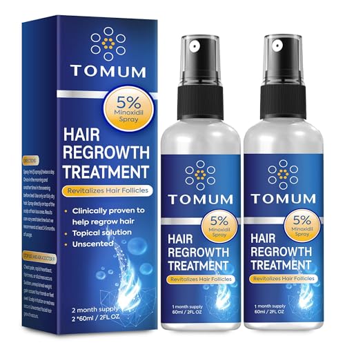 Minoxidil for Men and Women Hair Growth: 5% Minoxidil Topical Spray Hair Regrowth Treatment Stop Hair Thinning and Hair Loss For Stronger Thicker Longer Hair 60ml 2 Pack