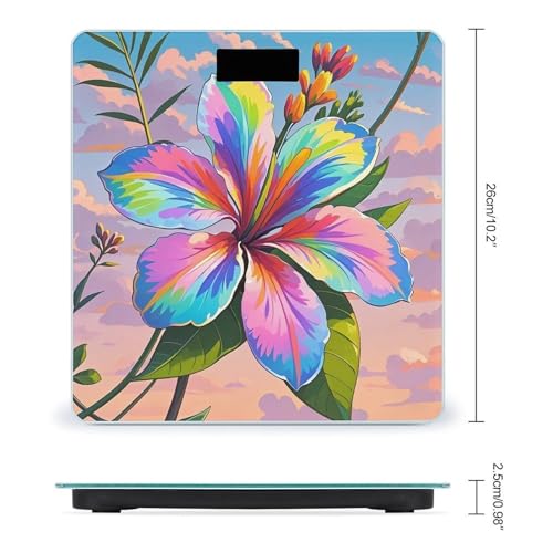 Báscula digital con flores hawaianas y vidrio templado miniatura 2