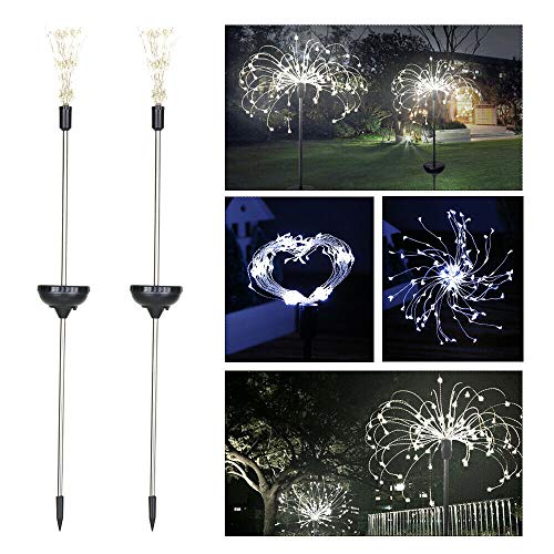 Outdoor LED Solar Fireworks Lights 90/120/150 LEDs Waterproof String Fairy Light for Home Garden Street Christmas Decoration 2 Pack (Multicolor, 90 LEDs)