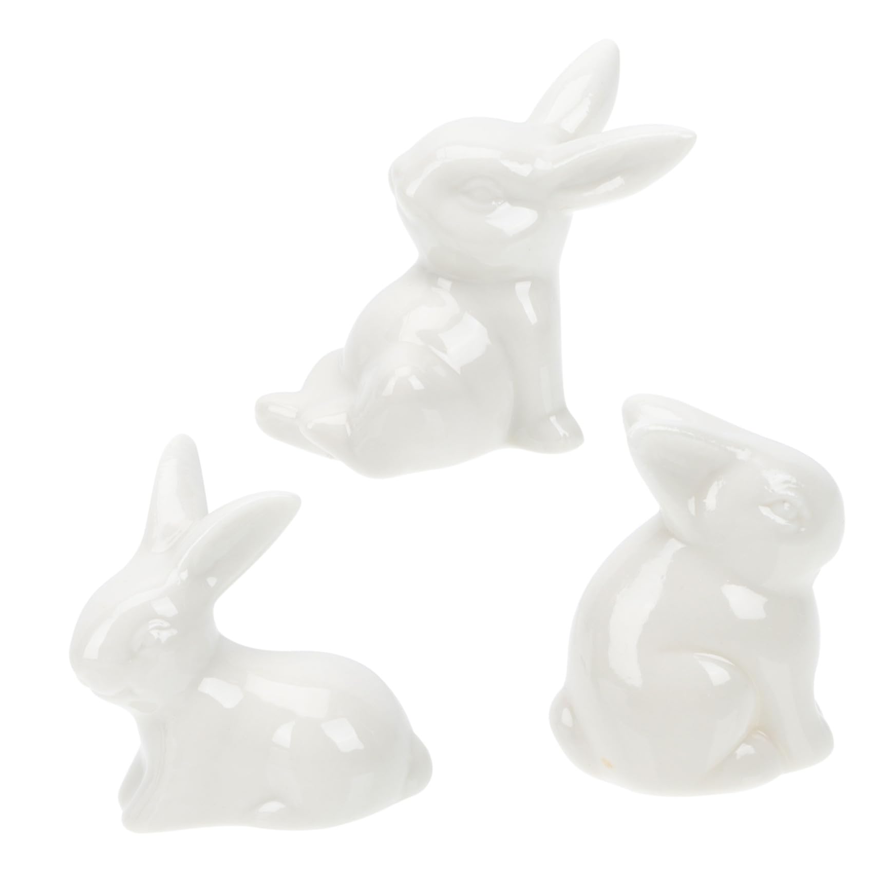 Alipis 3 Set Ornamento Coniglio in Porcellana Bianca Decori Portachiavi Coniglietto Camera Cestino Del Coniglietto Micro Ornamento Paesaggistico Animali Pasqua Ceramica 3 Pezzi * 3